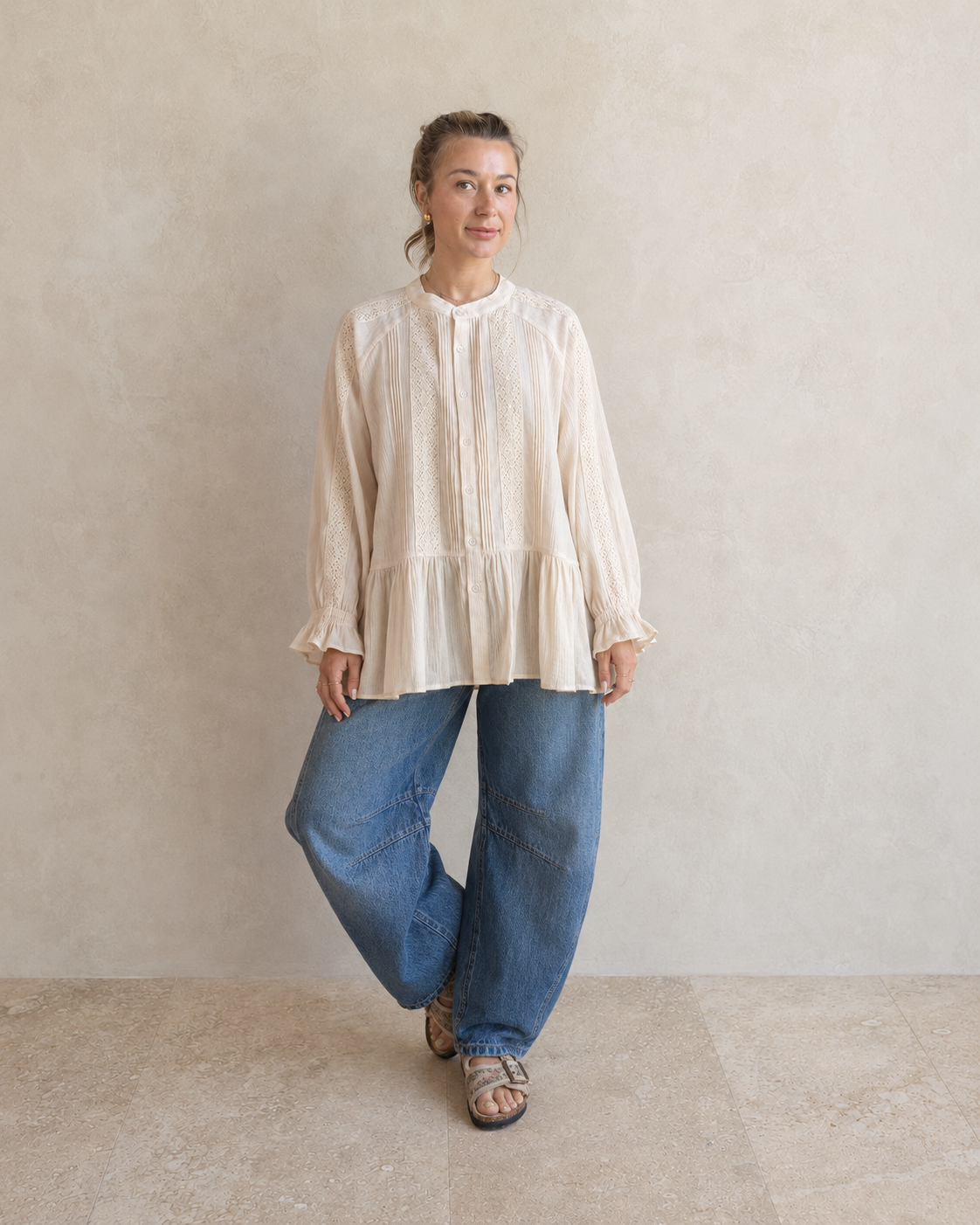 Vanilla Button Down Lace Tunic