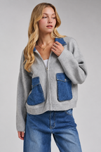 Denim Days Zip-Up Sweater