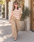 Striped Knit Crew Neck Tee