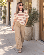 Striped Knit Crew Neck Tee
