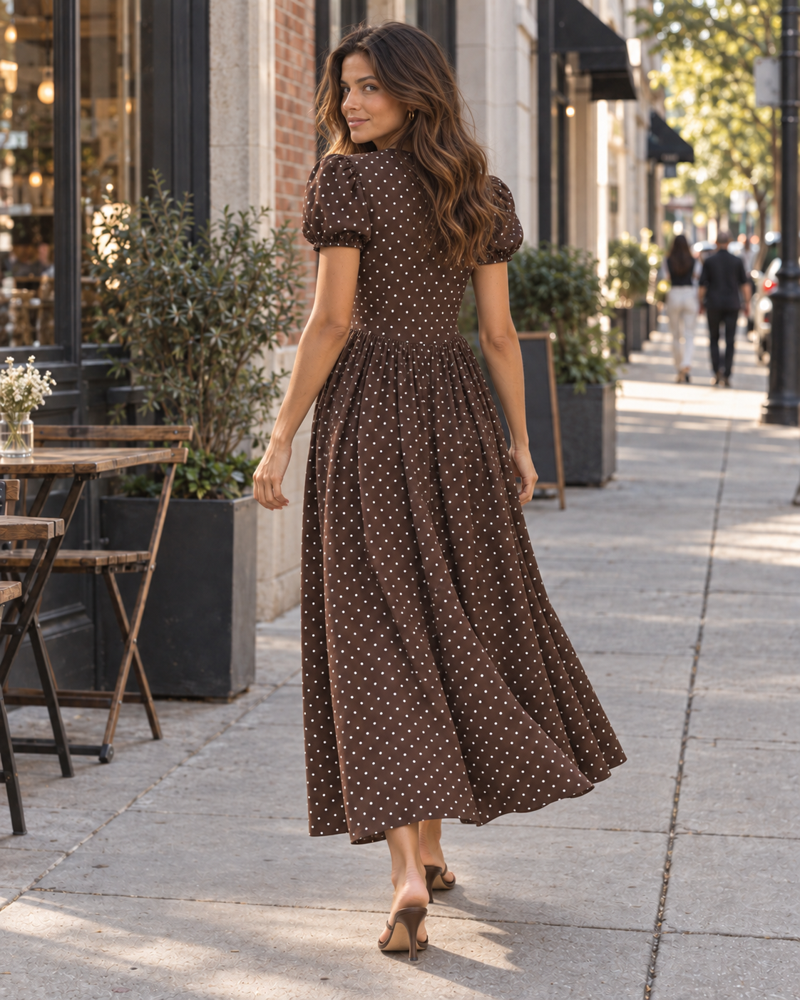 The Marlowe Espresso Dot Maxi Dress