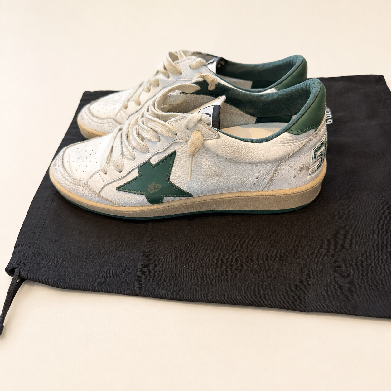 Golden Goose ball Star White &green Leather Sneaker