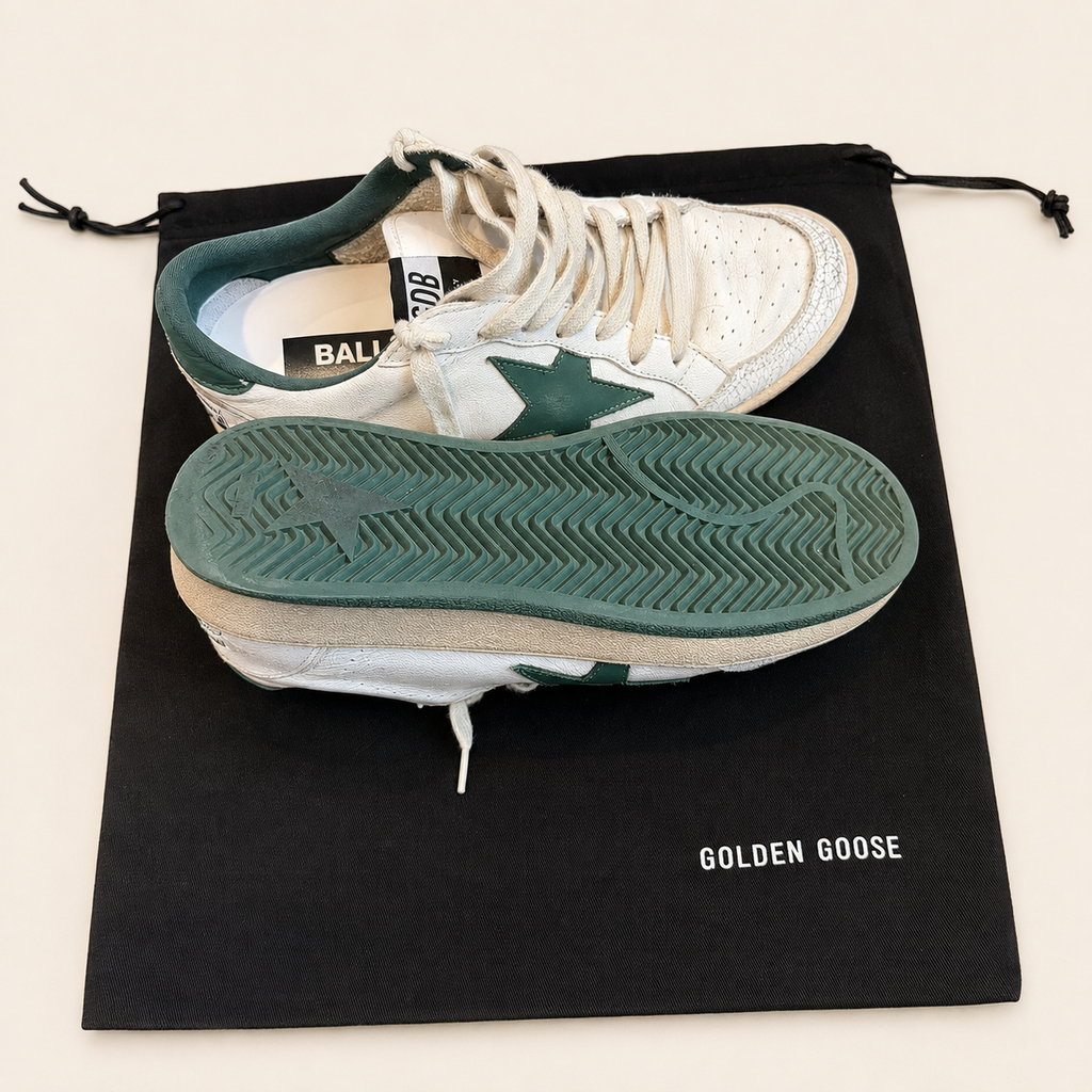 Golden Goose ball Star White &green Leather Sneaker