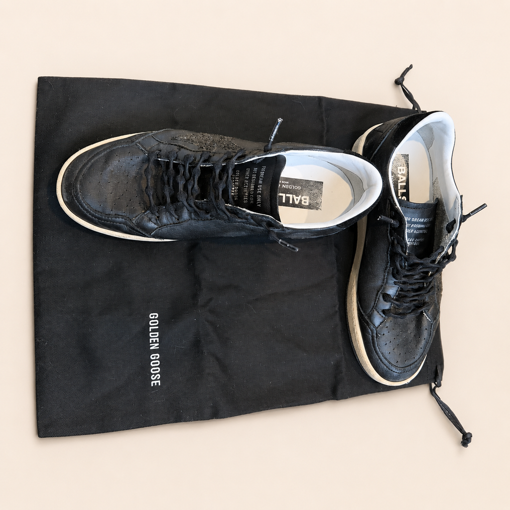 Golden Goose Ball Star black leather Glitter