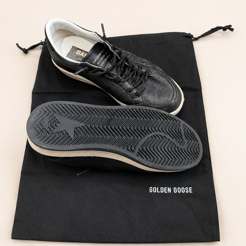 Golden Goose Ball Star black leather Glitter