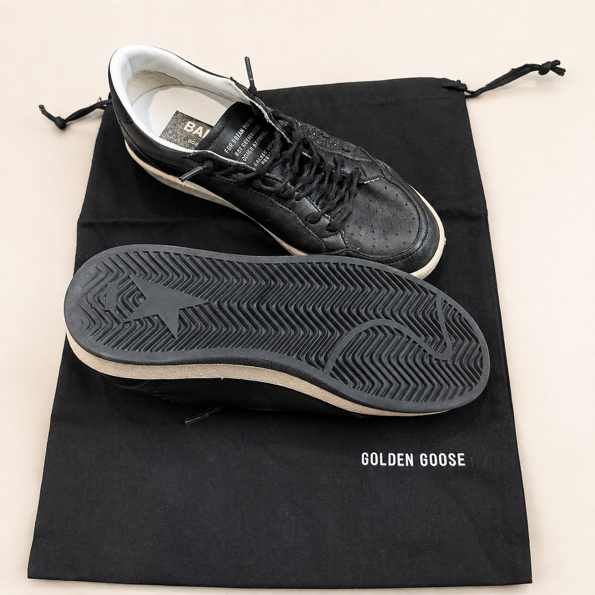 Golden Goose Ball Star black leather Glitter