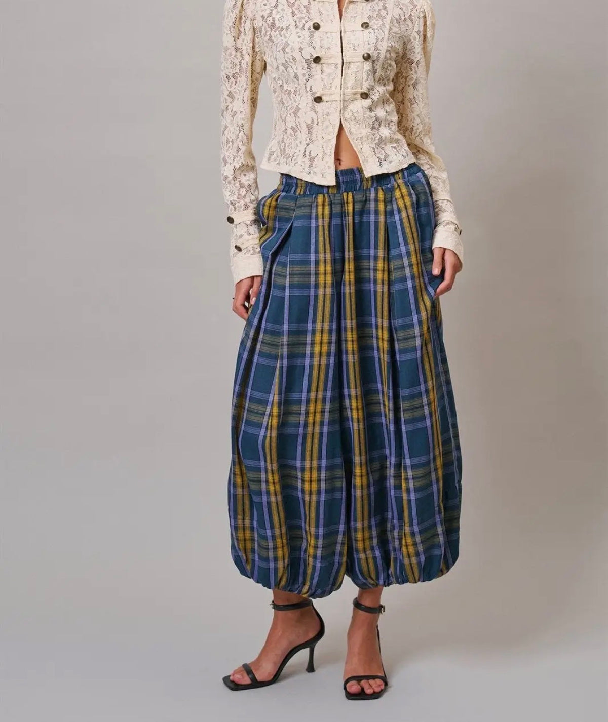Midnight Plaid Balloon Pants