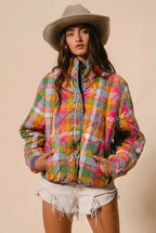 Painted Skies Plaid Quilted Jacket