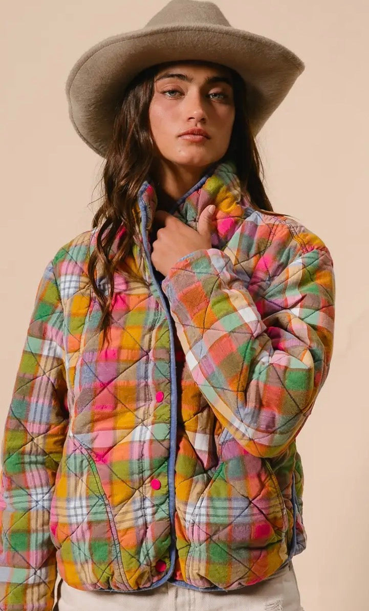 Painted Skies Plaid Quilted Jacket