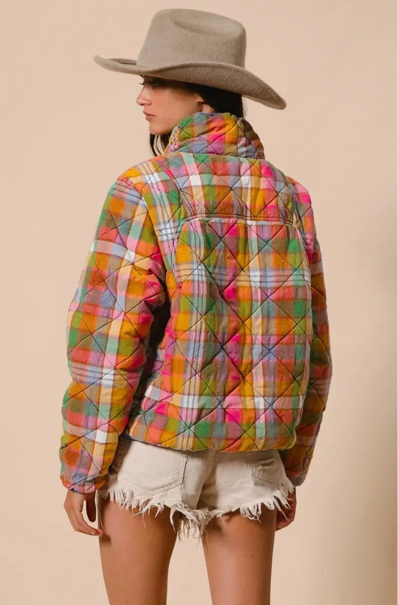 Painted Skies Plaid Quilted Jacket