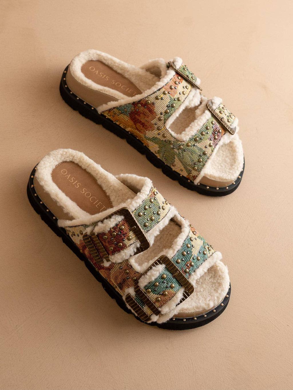 Gaylen Floral Tapestry Fleece lined slide