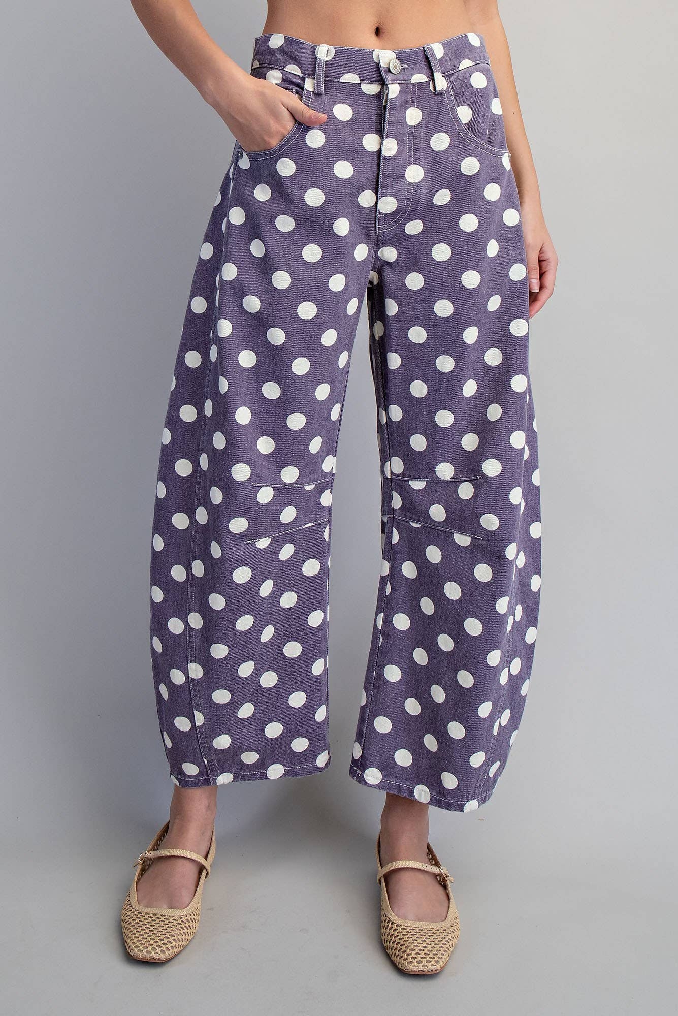 Mineral Washed Polka-Dot Barrel Pants