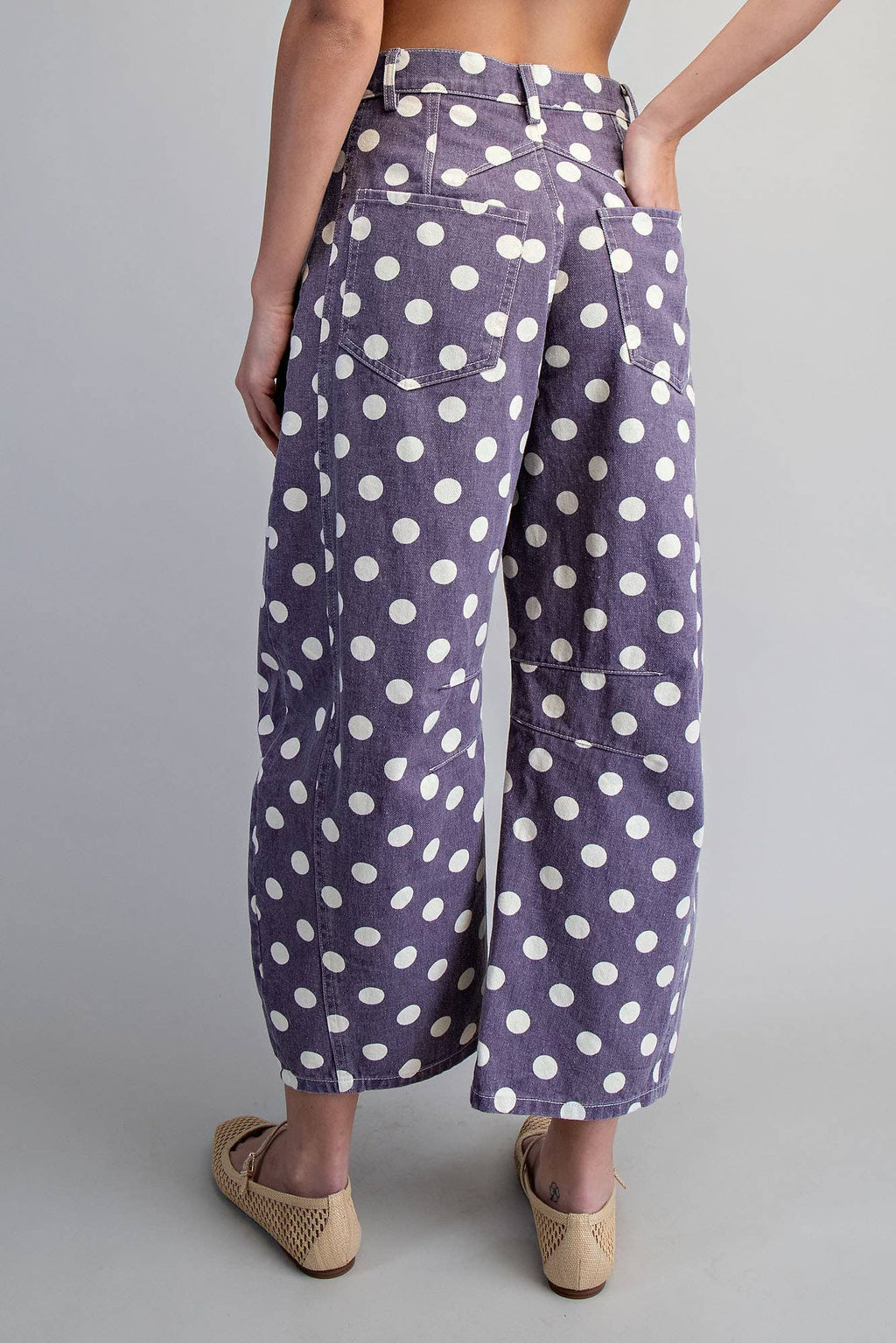 Mineral Washed Polka-Dot Barrel Pants