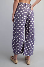 Mineral Washed Polka-Dot Barrel Pants