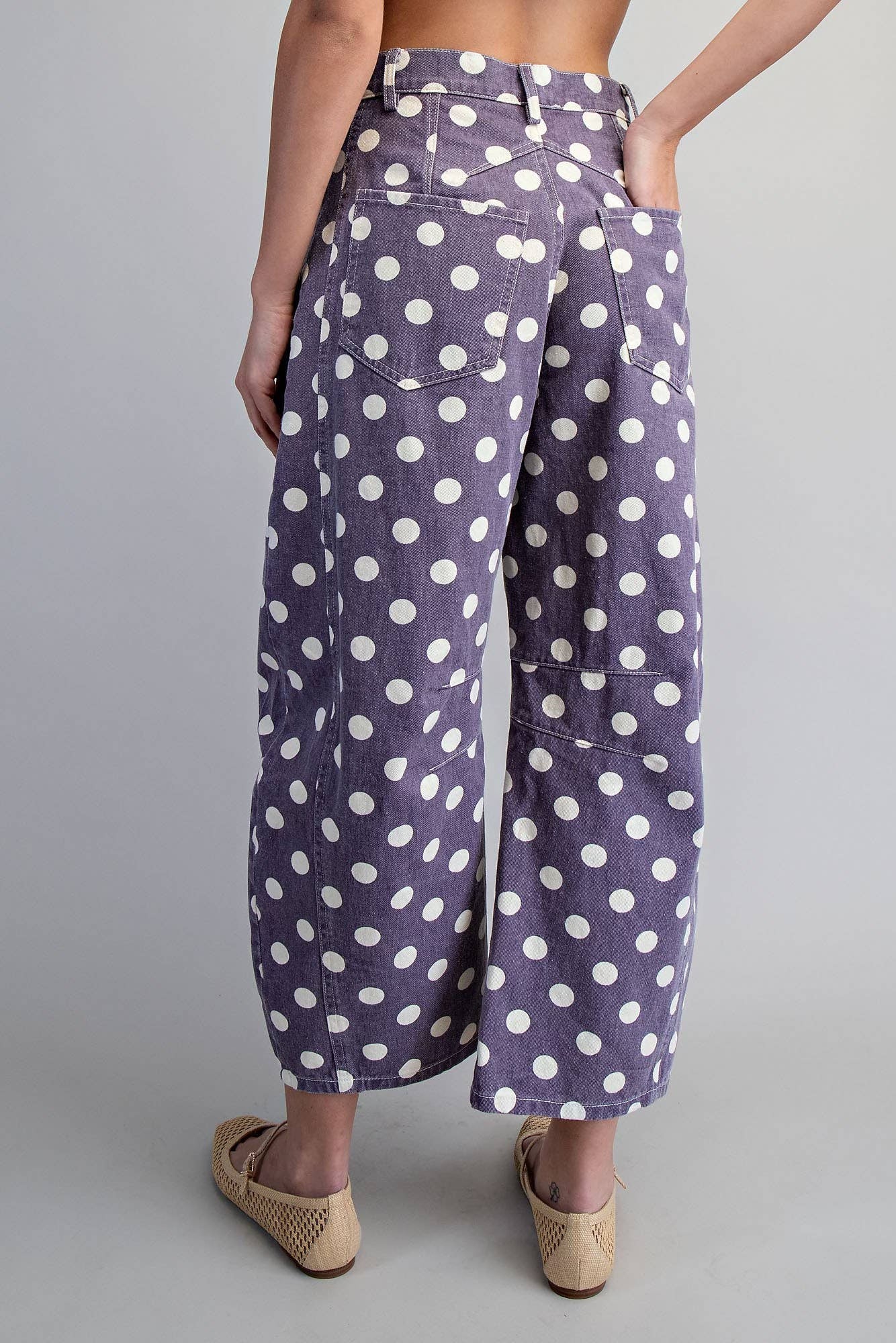 Mineral Washed Polka-Dot Barrel Pants