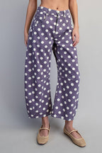Mineral Washed Polka-Dot Barrel Pants