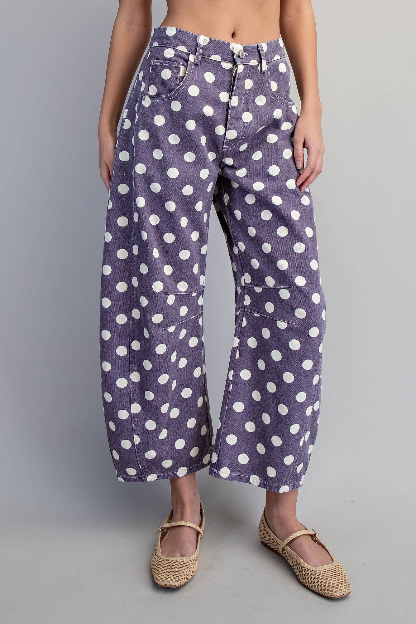 Mineral Washed Polka-Dot Barrel Pants