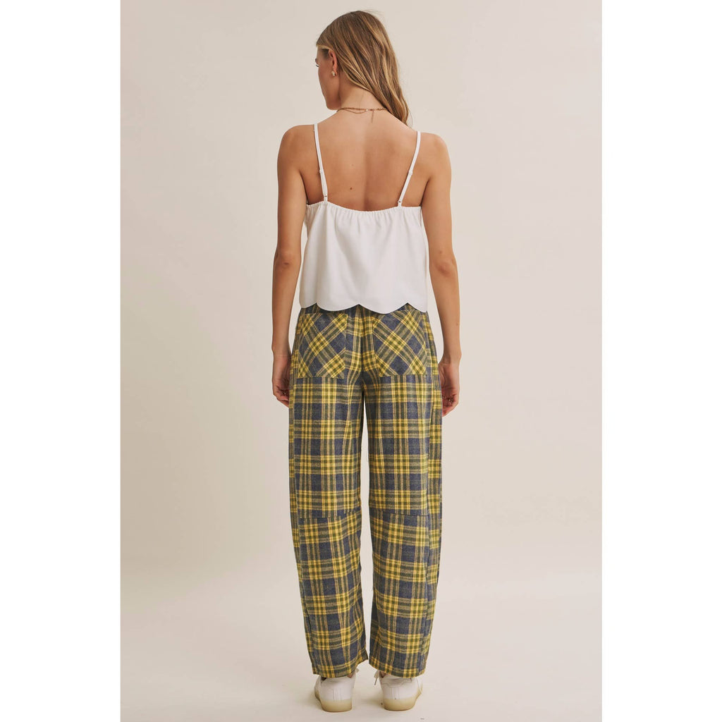 GOLDEN GROVE PLAID BARREL PANTS