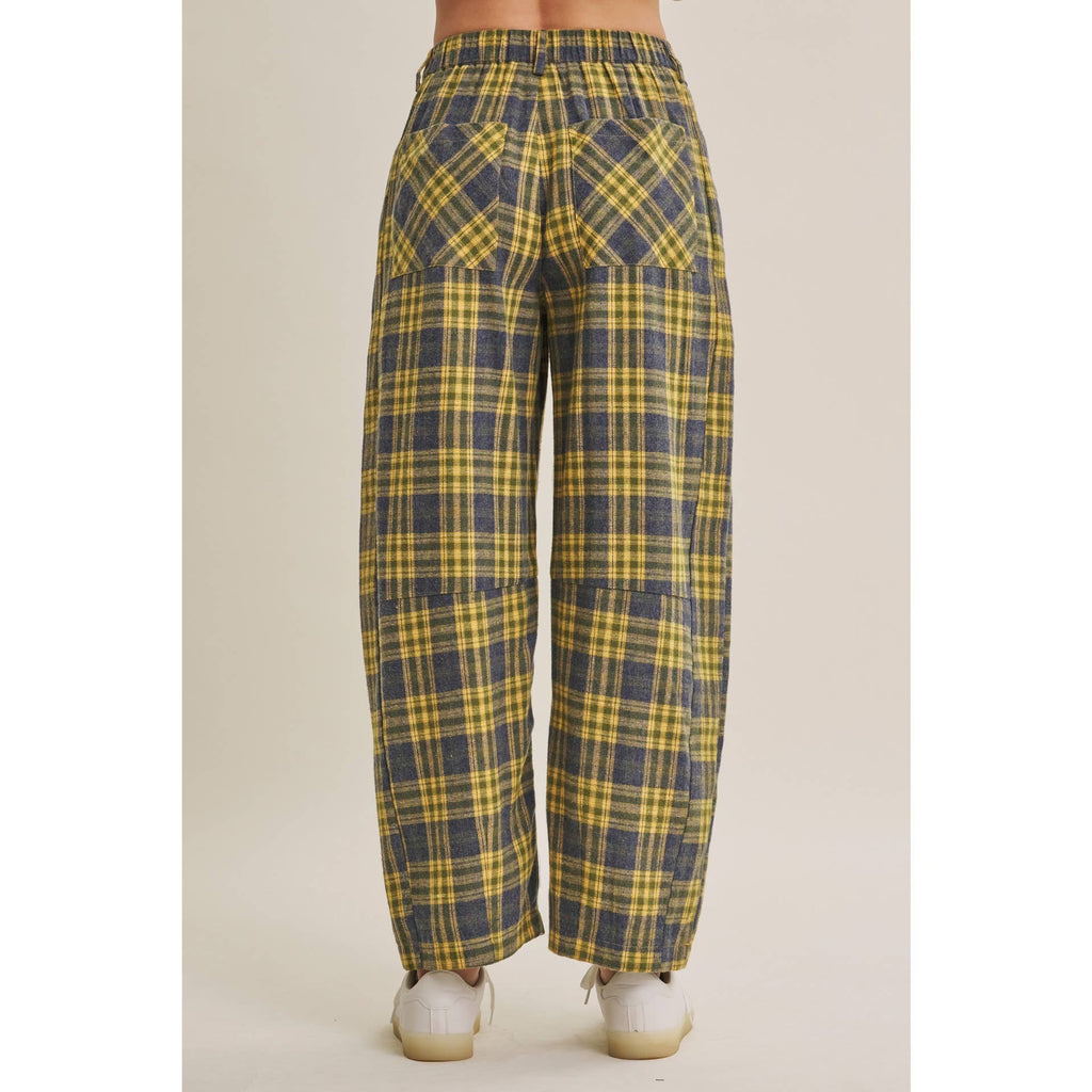 GOLDEN GROVE PLAID BARREL PANTS