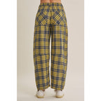 GOLDEN GROVE PLAID BARREL PANTS