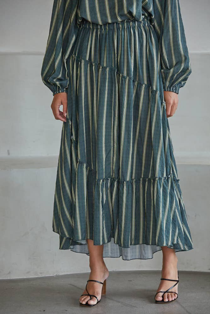 Sea Glass Striped Maxi Skirt