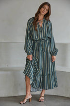 Sea Glass Striped Maxi Skirt