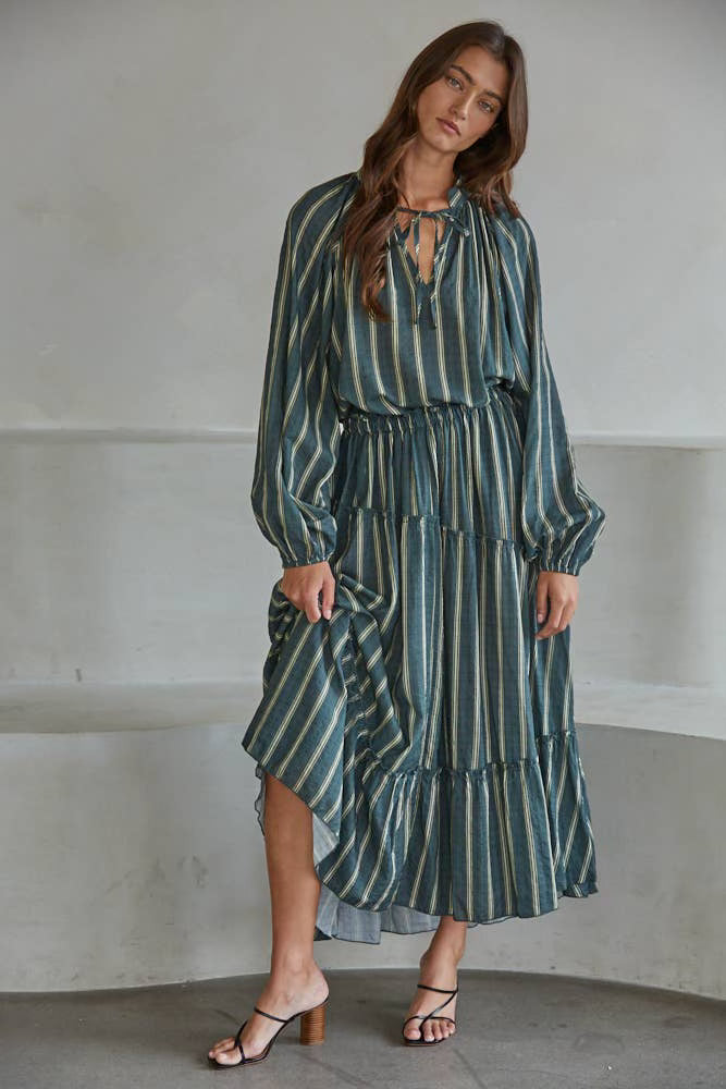 Sea Glass Striped Maxi Skirt