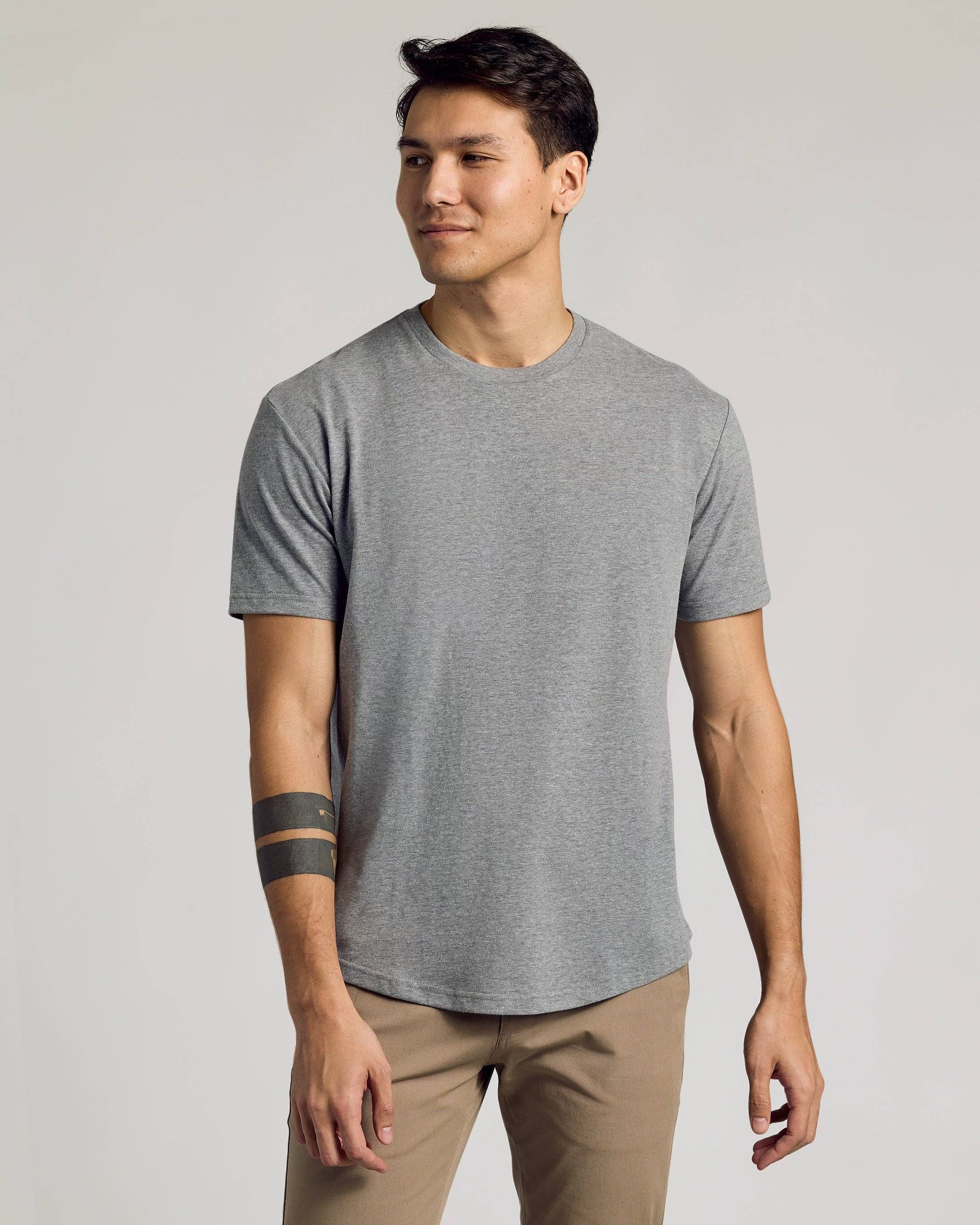White Curved Hem Classic Crew Neck Tee