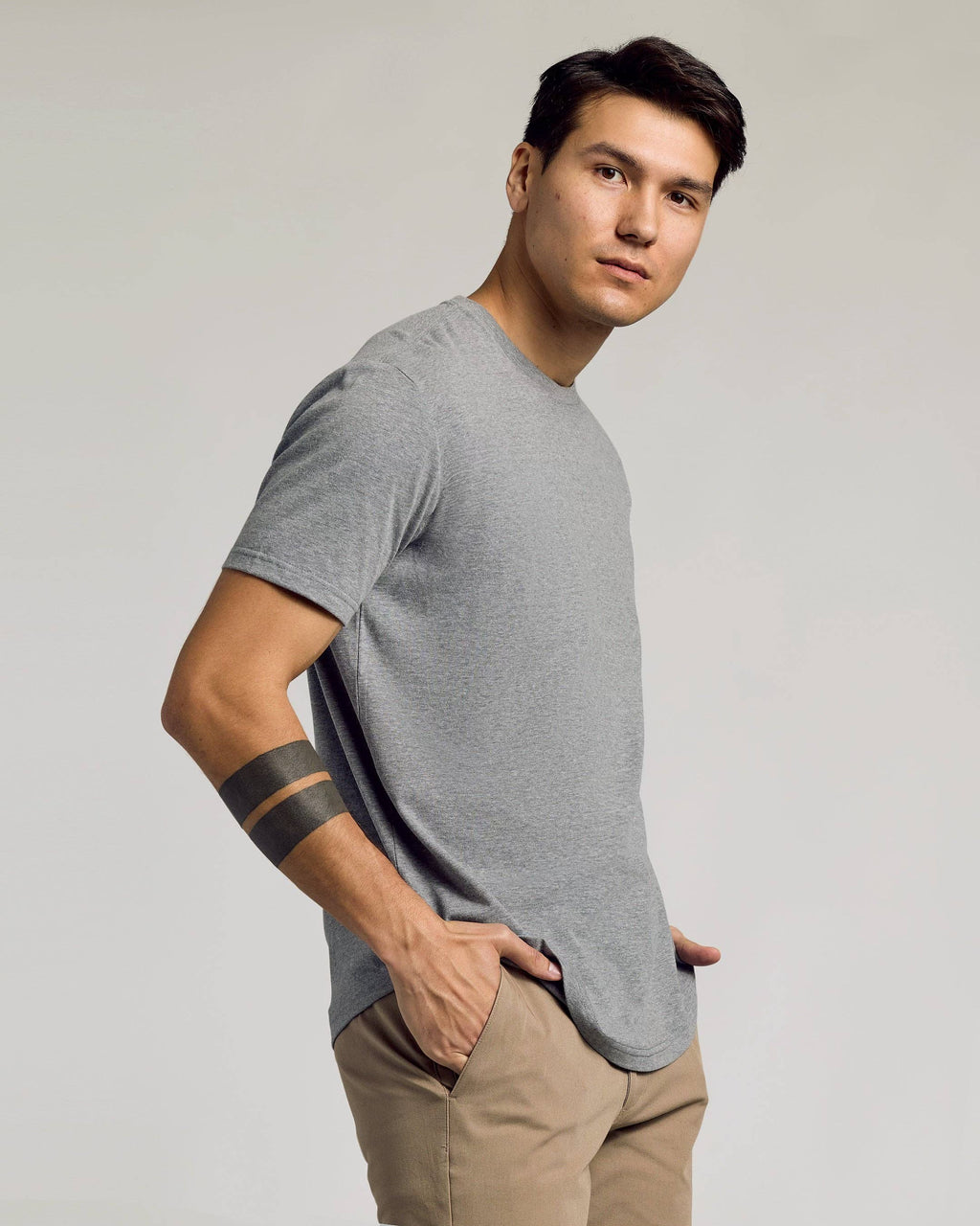 White Curved Hem Classic Crew Neck Tee