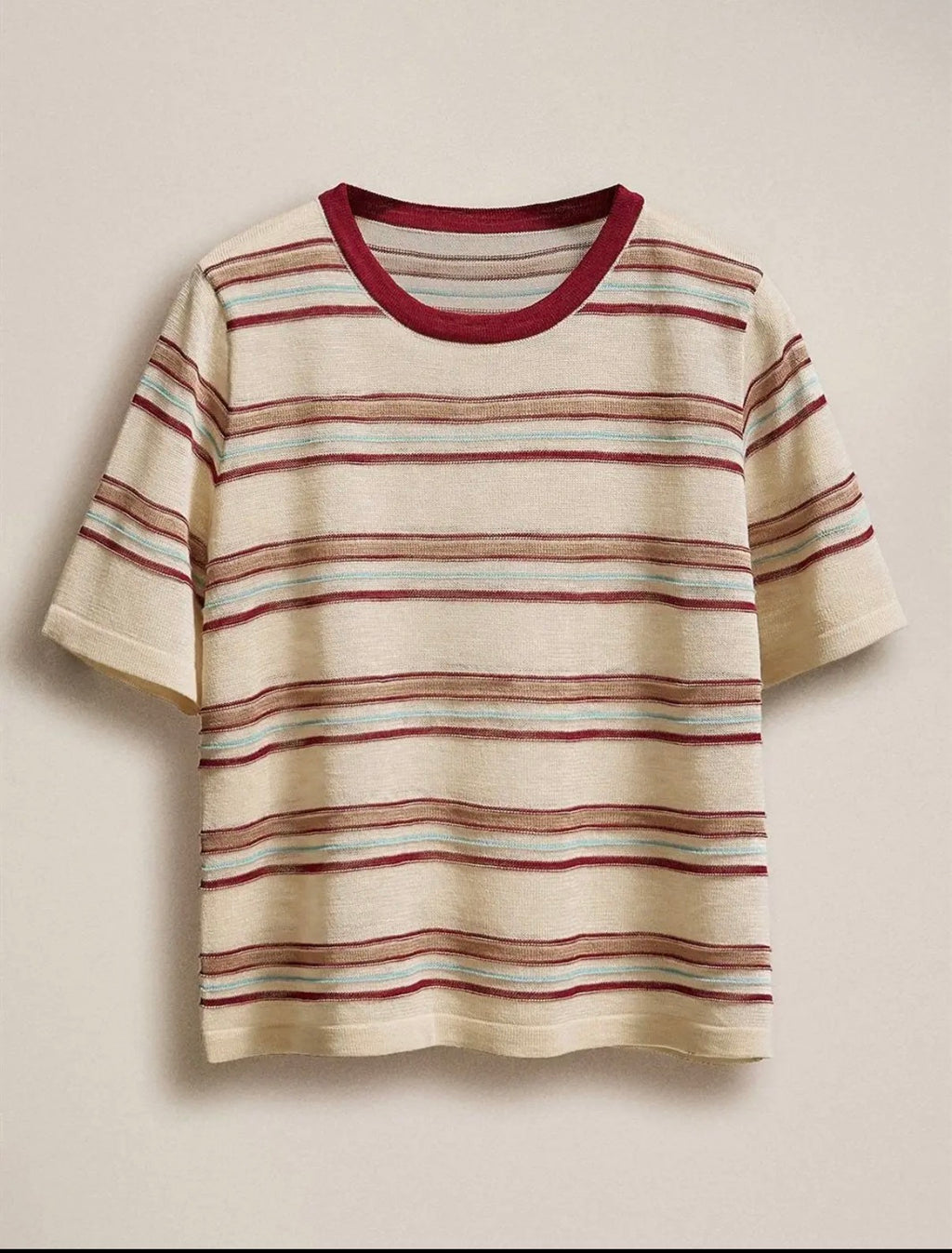 Striped Knit Crew Neck Tee
