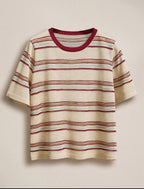 Striped Knit Crew Neck Tee