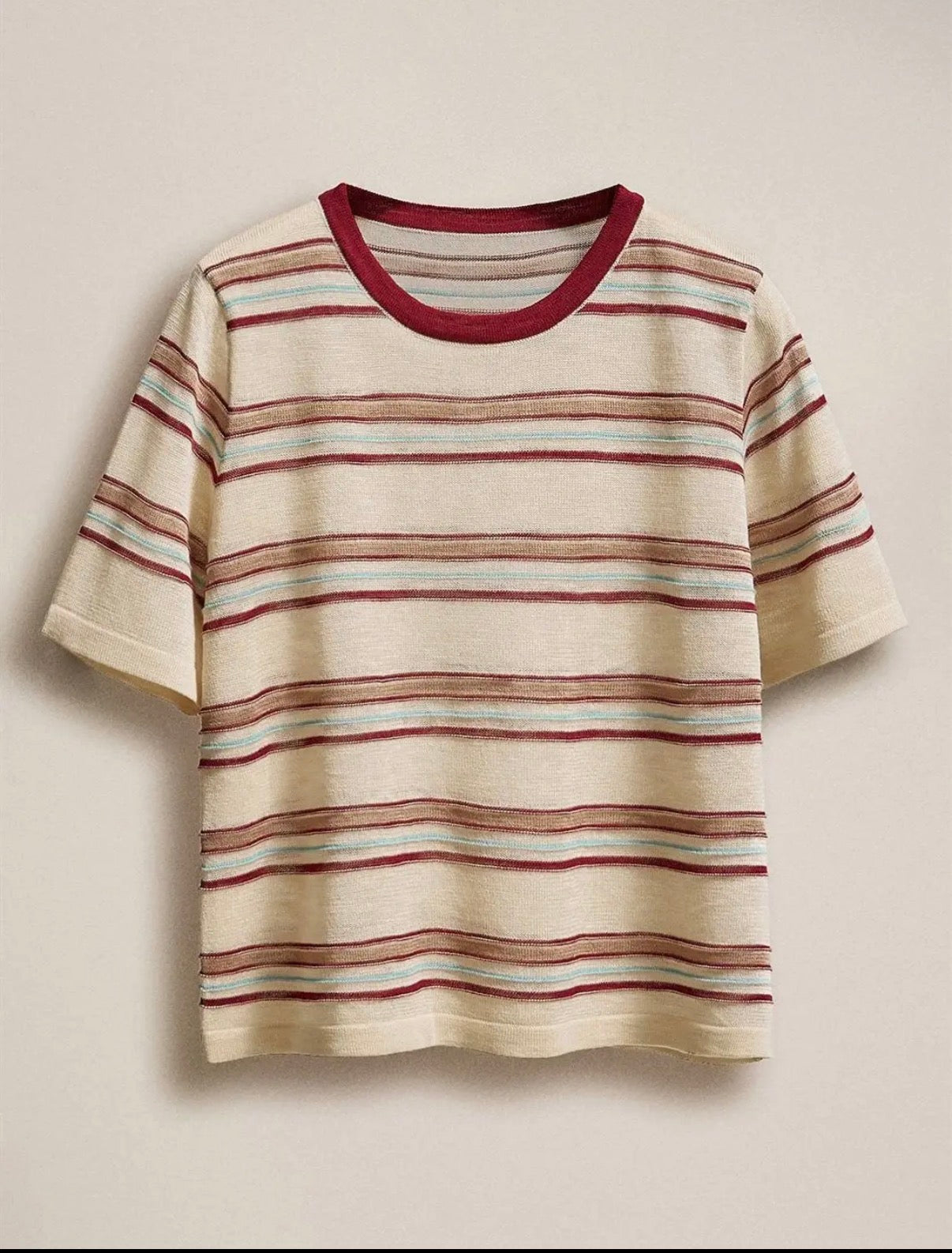 Striped Knit Crew Neck Tee